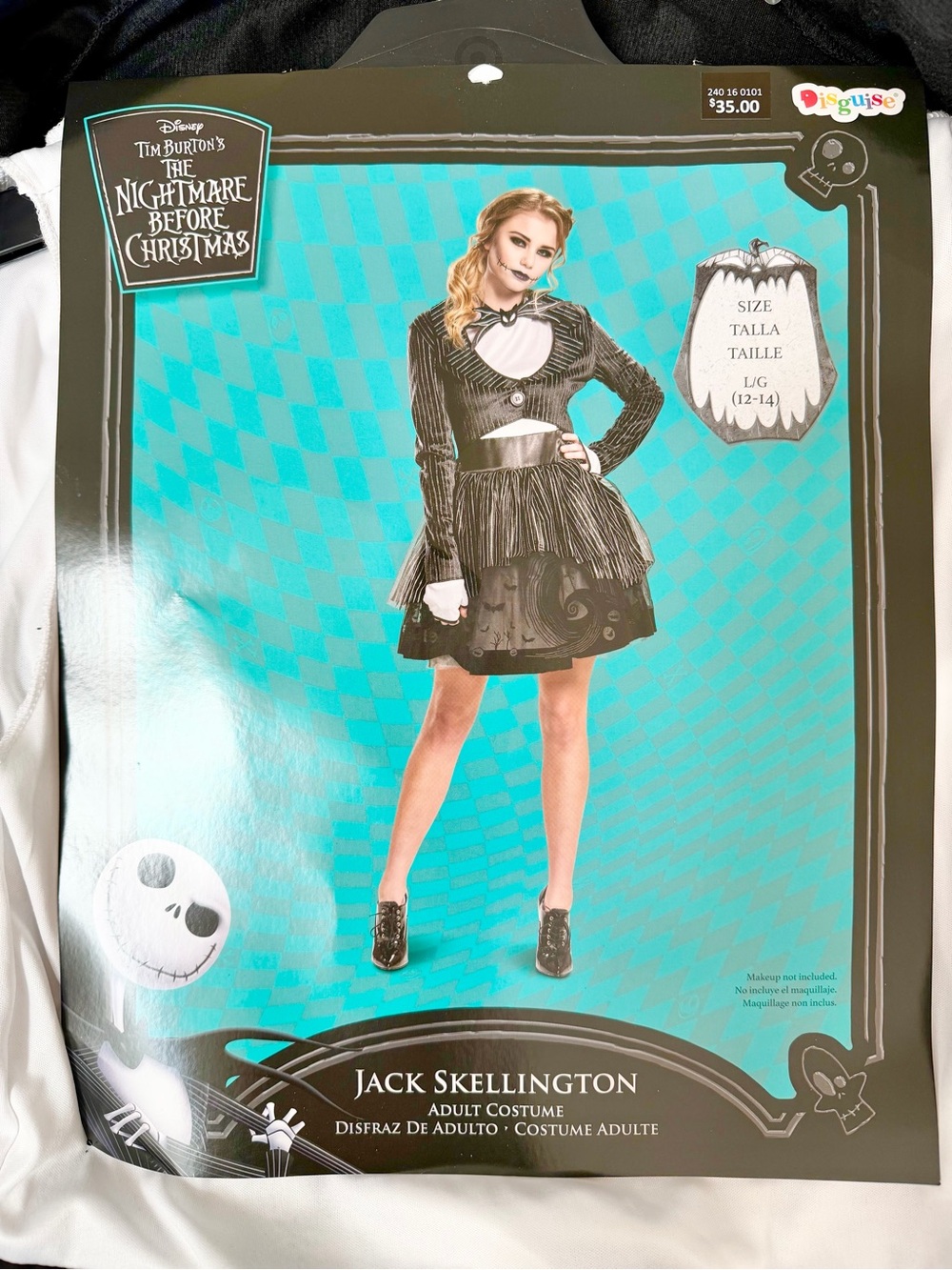Disney Jack Skellington Black and White Adult Costume